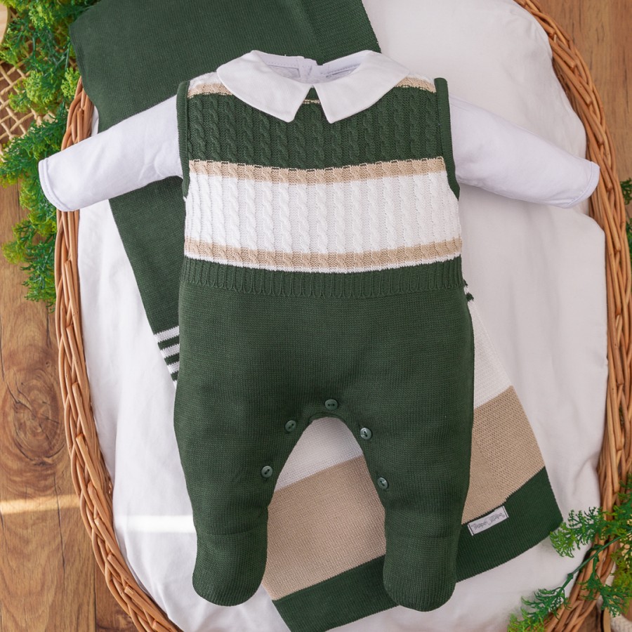 Saída de Maternidade Thommy - Verde Militar e Bege